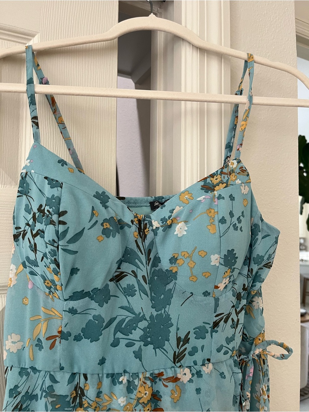 Lily Rose junior Aqua Floral High-Low Slip Dress size L - Picture 2 of 9